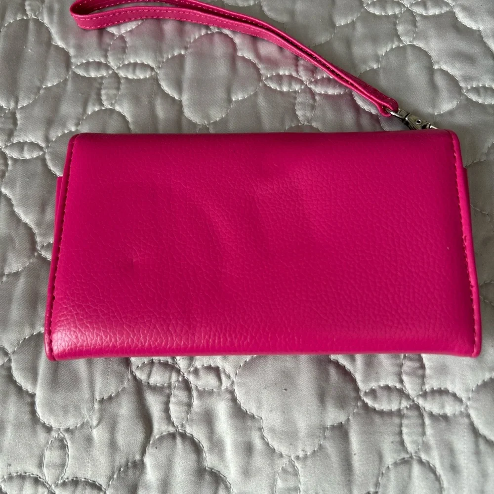 Vibrant Pink Wristlet Cell Phone Holder and Credit Cards Holder